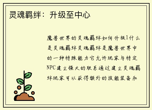 灵魂羁绊：升级至中心