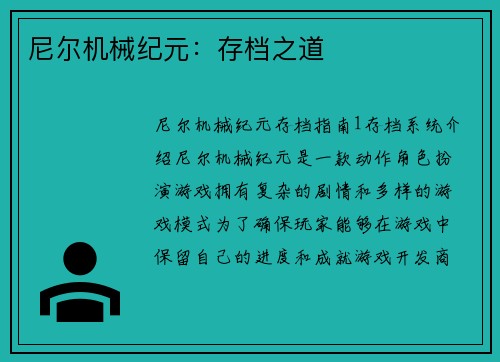 尼尔机械纪元：存档之道