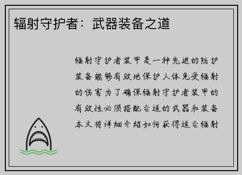 辐射守护者：武器装备之道